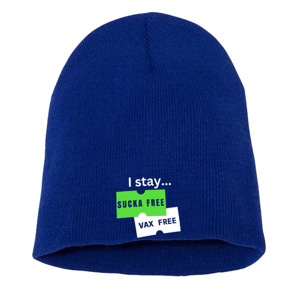 Megan McGlover | I Stay Sucka Vax Free White Text Beanie