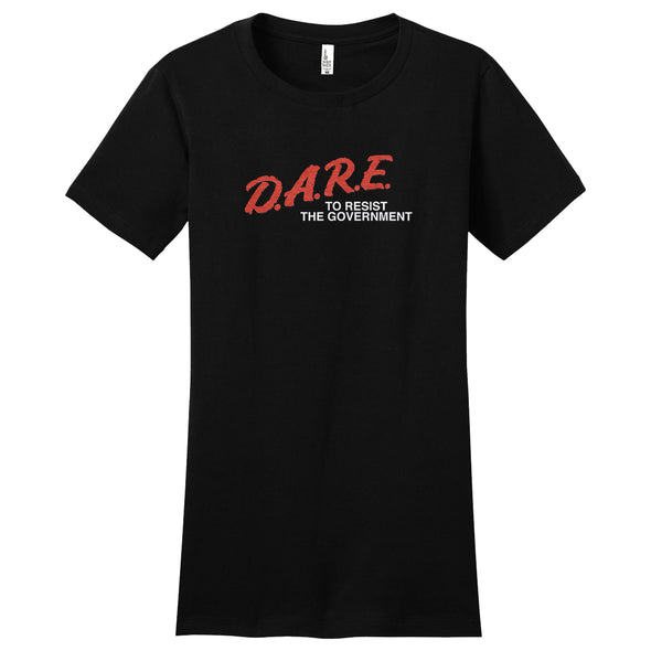 Luke Storey | Dare To Resist the Government White Print Women's Fitted Tee