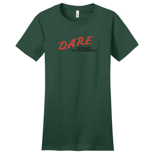 Luke Storey | Dare To Resist the Government Black Print Women's Fitted Tee