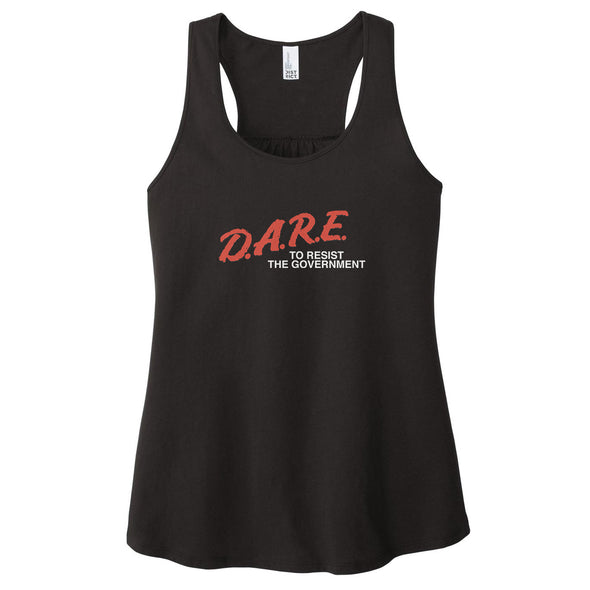 Luke Storey | Dare To Resist the Government White Print Women's Racerback Tank