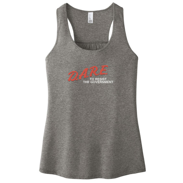 Luke Storey | Dare To Resist the Government White Print Women's Racerback Tank