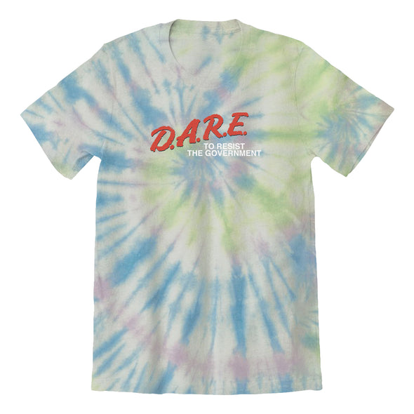 Luke Storey | Dare To Resist the Government White Print Tie Dye Tee