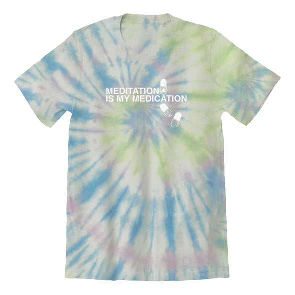 Luke Storey | Meditation is my Medication White Print Tie Dye Tee