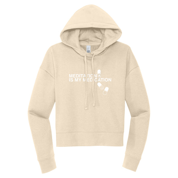 Luke Storey | Meditation is my Medication White Print Women's Fleece Hoodie