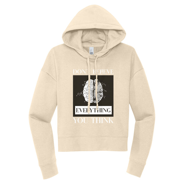 Luke Storey | Brain Think White Print Women's Fleece Hoodie