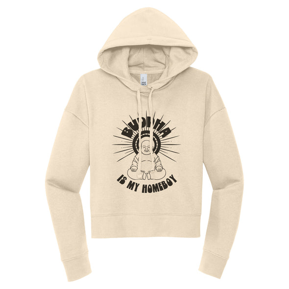 Luke Storey | Buddha Is My Homeboy Black Print Women's Fleece Hoodie