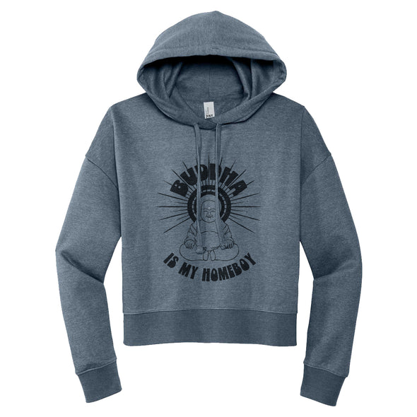 Luke Storey | Buddha Is My Homeboy Black Print Women's Fleece Hoodie