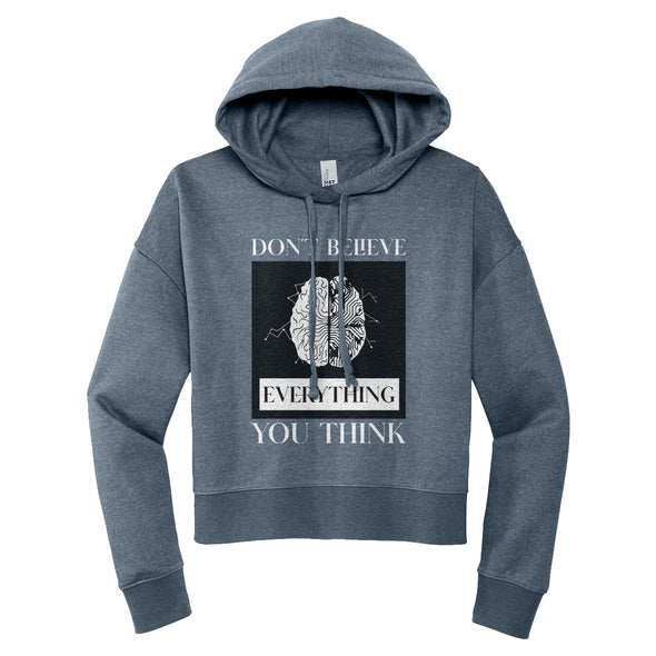 Luke Storey | Brain Think White Print Women's Fleece Hoodie