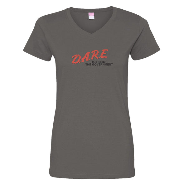 Luke Storey | Dare To Resist the Government Black Print Women's V-Neck