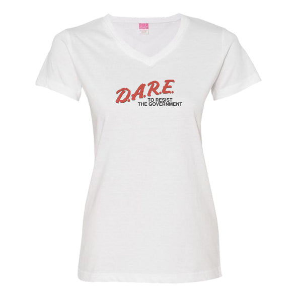 Luke Storey | Dare To Resist the Government Black Print Women's V-Neck