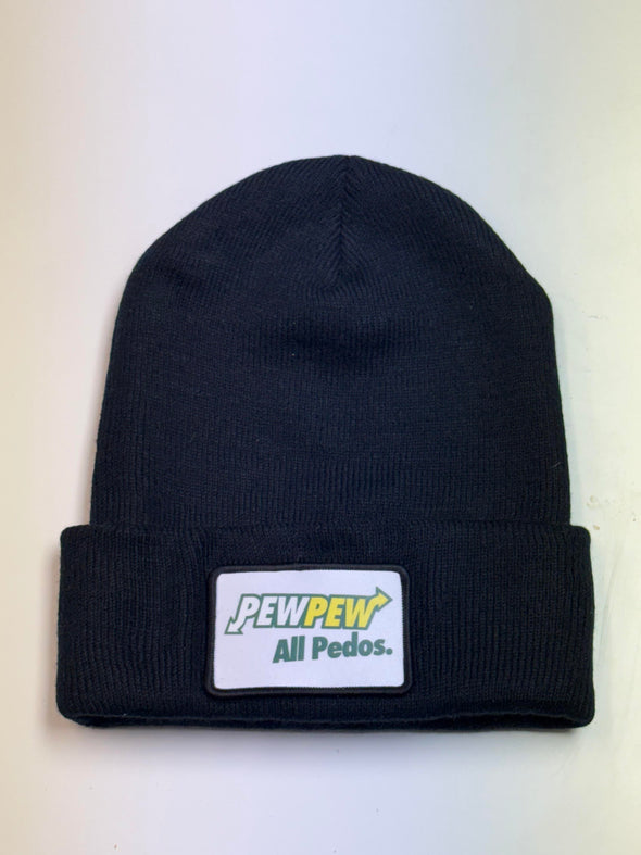 Pew Pew All Pedos Cotton Patch Cuffed Knit Beanie