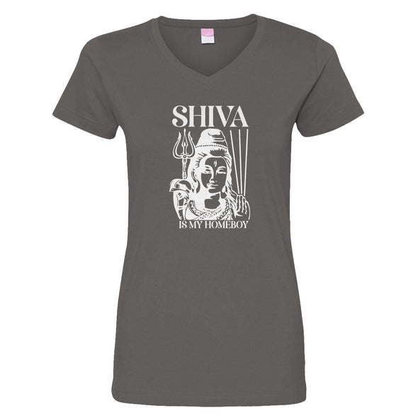 Luke Storey | Shiva White Print Women's V-Neck