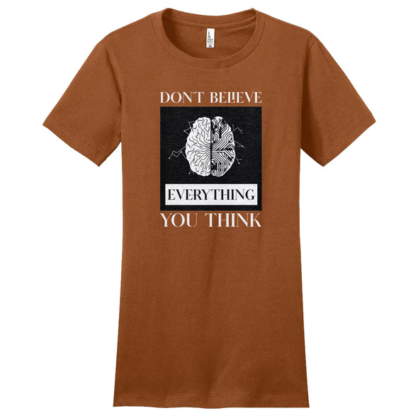 Luke Storey | Brain Think White Print Women's Fitted Tee