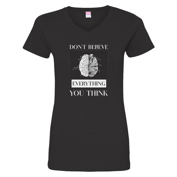 Luke Storey | Brain Think White Print Women's V-Neck