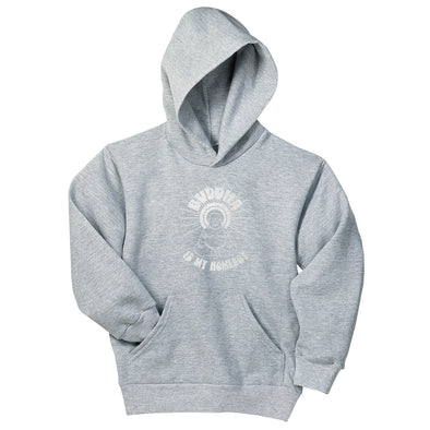 Luke Storey | Buddha Is My Homeboy White Print Youth Hoodie