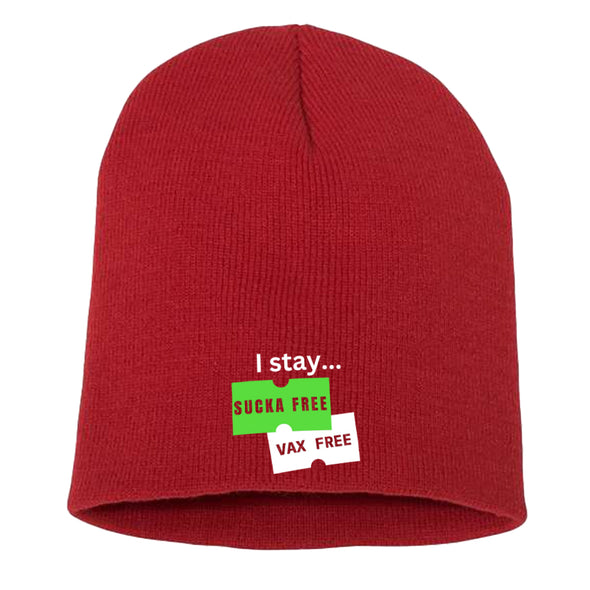 Megan McGlover | I Stay Sucka Vax Free White Text Beanie