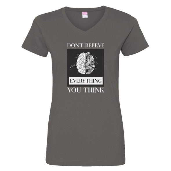 Luke Storey | Brain Think White Print Women's V-Neck