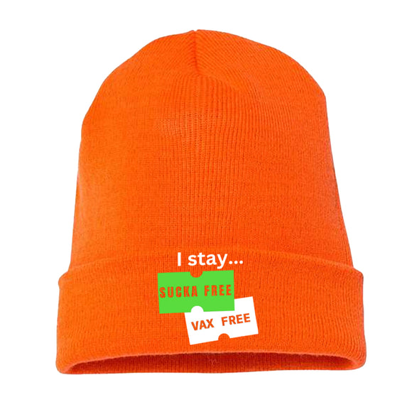 Megan McGlover | I Stay Sucka Vax Free White Text Beanie