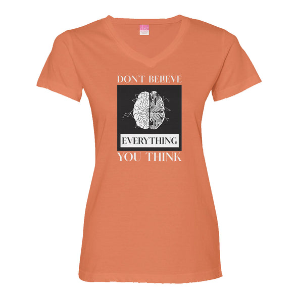 Luke Storey | Brain Think White Print Women's V-Neck