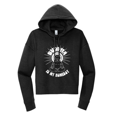 Luke Storey | Buddha Is My Homeboy White Print Women's Fleece Hoodie