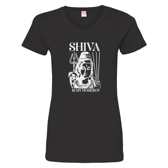 Luke Storey | Shiva White Print Women's V-Neck