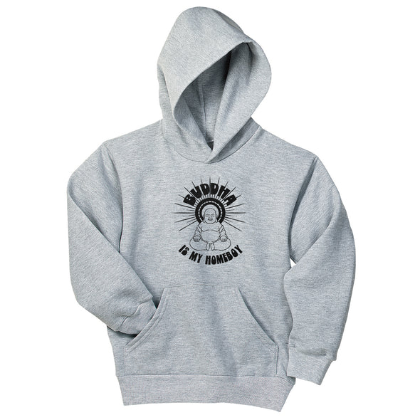 Luke Storey | Buddha Is My Homeboy Black Print Youth Hoodie