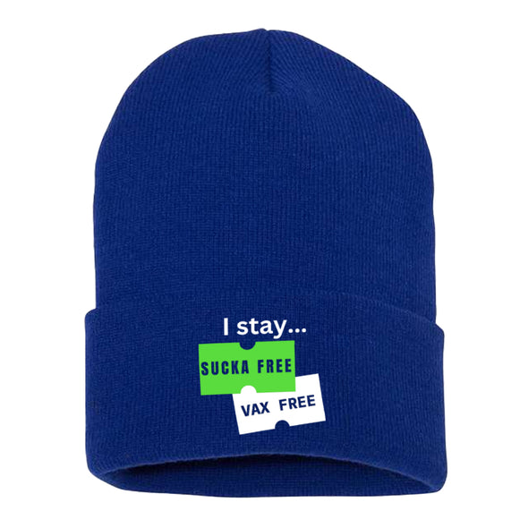 Megan McGlover | I Stay Sucka Vax Free White Text Beanie