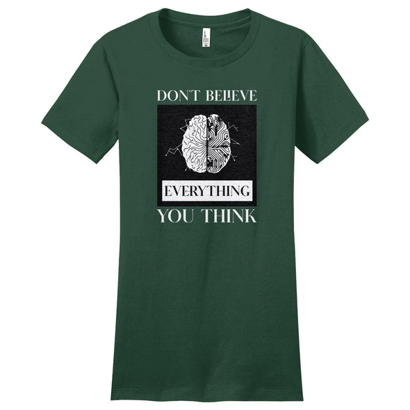 Luke Storey | Brain Think White Print Women's Fitted Tee