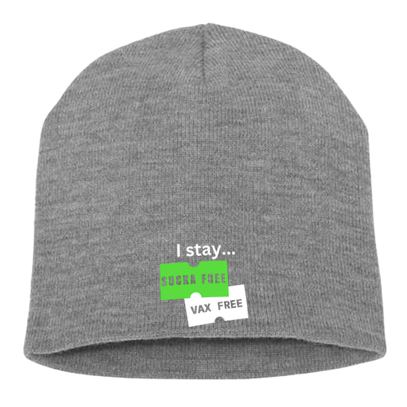 Megan McGlover | I Stay Sucka Vax Free White Text Beanie