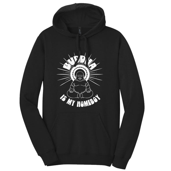 Luke Storey | Buddha Is My Homeboy White Print Men's Fleece Hoodie