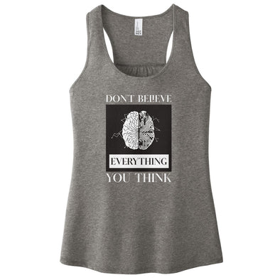 Luke Storey | Brain Think White Print Women's Racerback Tank