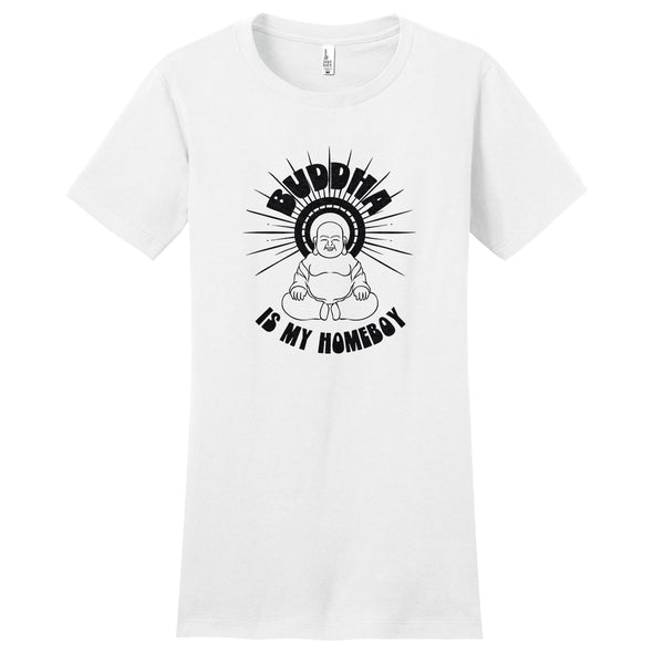 Luke Storey | Buddha Is My Homeboy Black Print Women's Fitted Tee