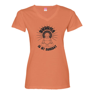 Luke Storey | Buddha Is My Homeboy Black Print Women's V-Neck