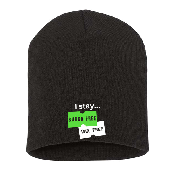 Megan McGlover | I Stay Sucka Vax Free White Text Beanie