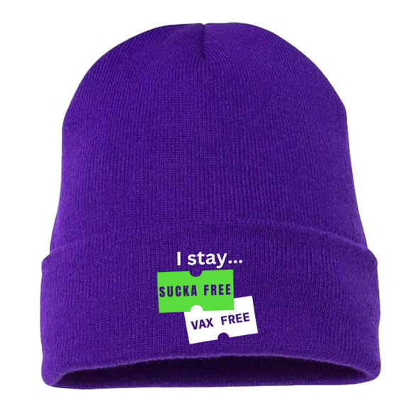 Megan McGlover | I Stay Sucka Vax Free White Text Beanie