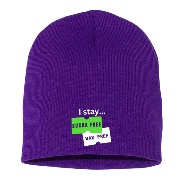 Megan McGlover | I Stay Sucka Vax Free White Text Beanie