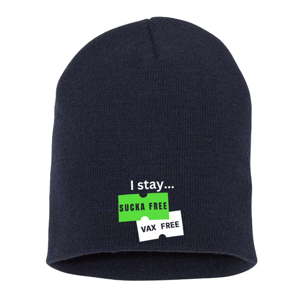 Megan McGlover | I Stay Sucka Vax Free White Text Beanie