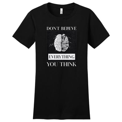 Luke Storey | Brain Think White Print Women's Fitted Tee