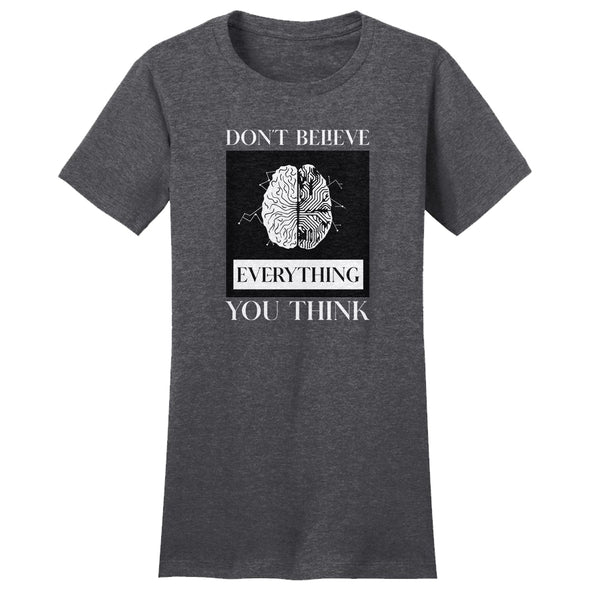 Luke Storey | Brain Think White Print Women's Fitted Tee