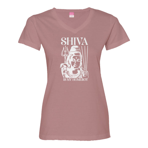 Luke Storey | Shiva White Print Women's V-Neck