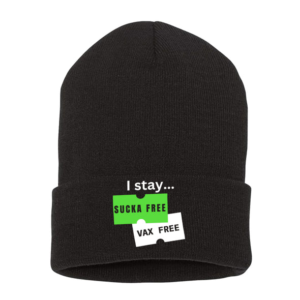 Megan McGlover | I Stay Sucka Vax Free White Text Beanie