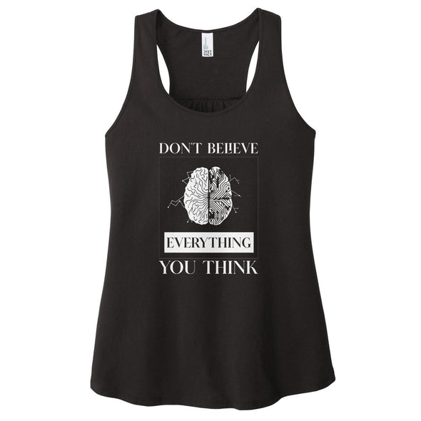 Luke Storey | Brain Think White Print Women's Racerback Tank